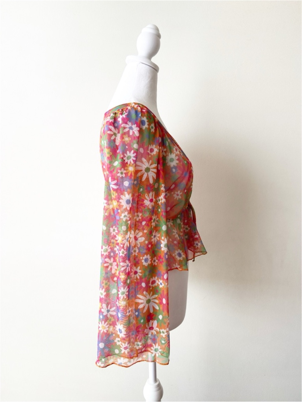 Shasa Mesh/Sheer Floral Top Size S - Picture 2 of 8